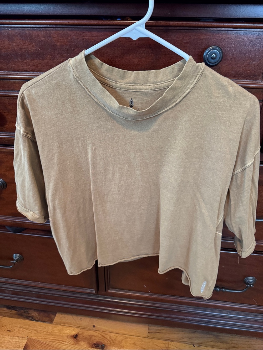 FP Movement by Free People Washed Tan Cropped Crewneck Tee
